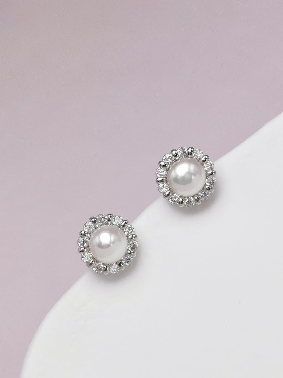 Halo Crystal Pearl Studs