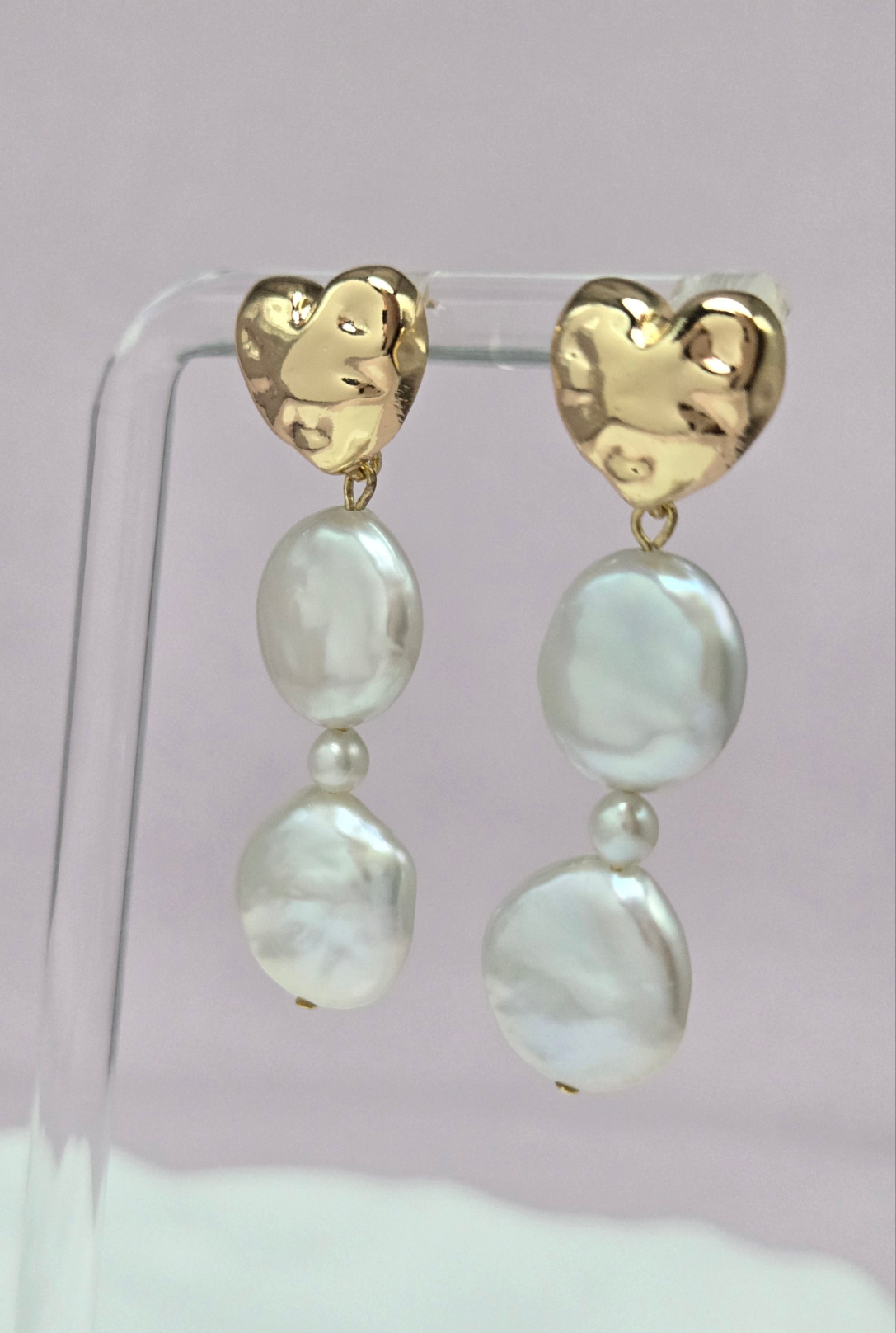 Lunar Heart Pearl Earrings