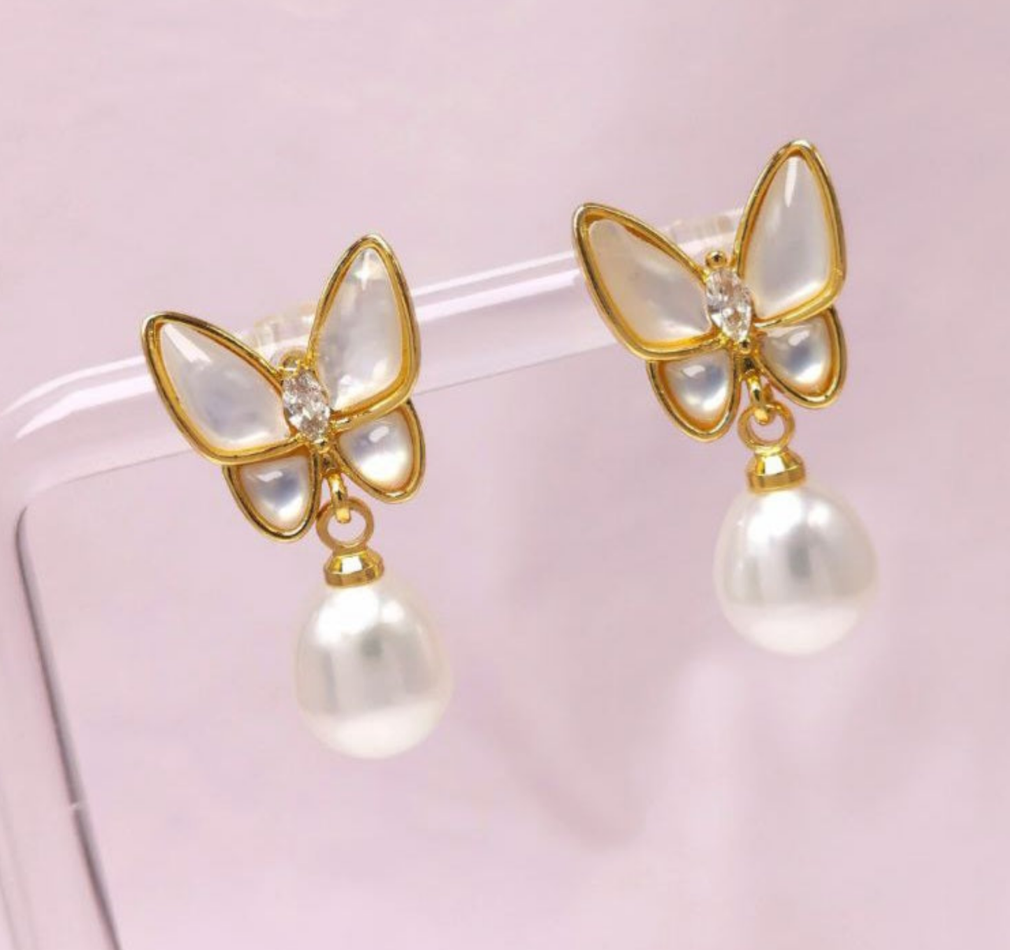 Mother of Pearl Heart Butterfly Pearl Drop