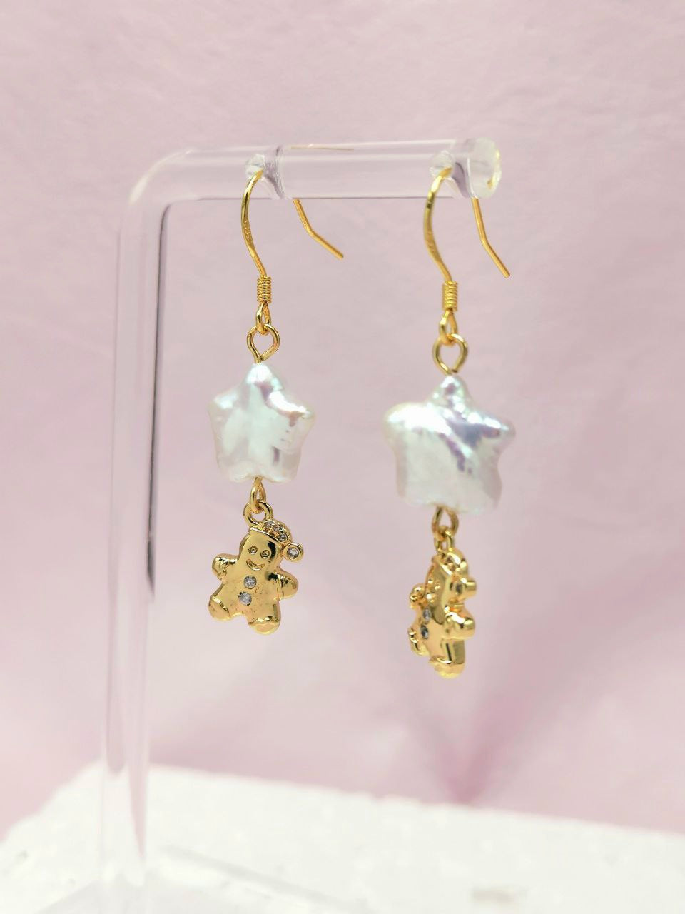 Ginger Bread Man Pearl Earrings