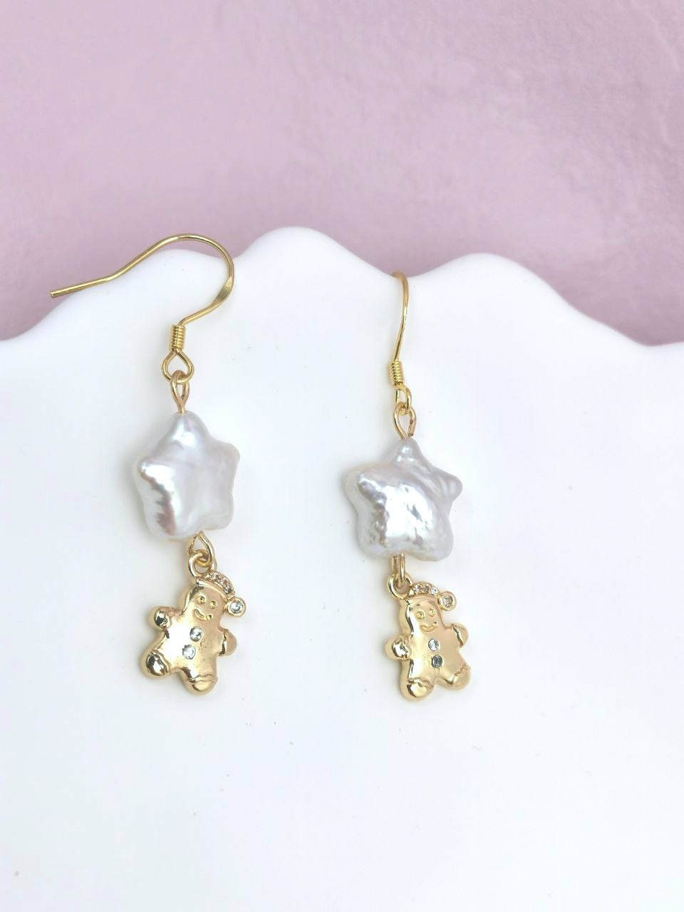 Ginger Bread Man Pearl Earrings