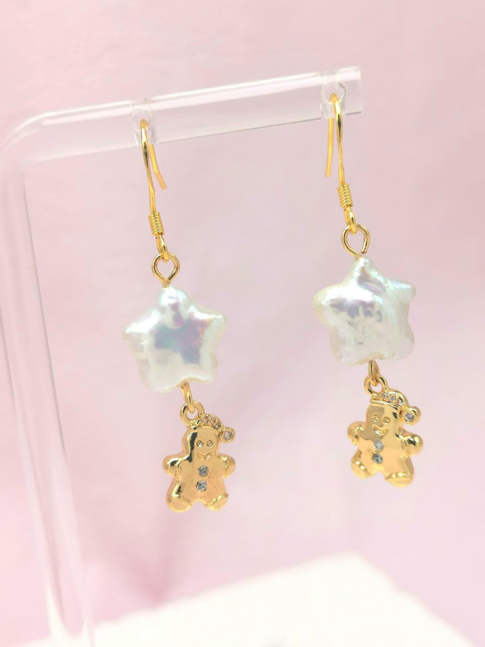 Ginger Bread Man Pearl Earrings