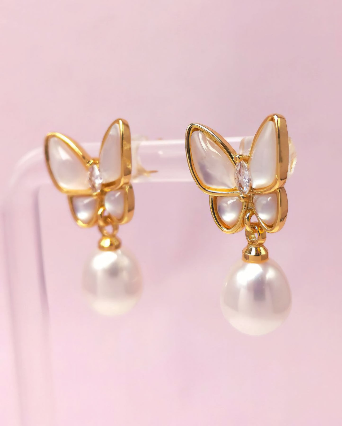 Mother of Pearl Heart Butterfly Pearl Drop