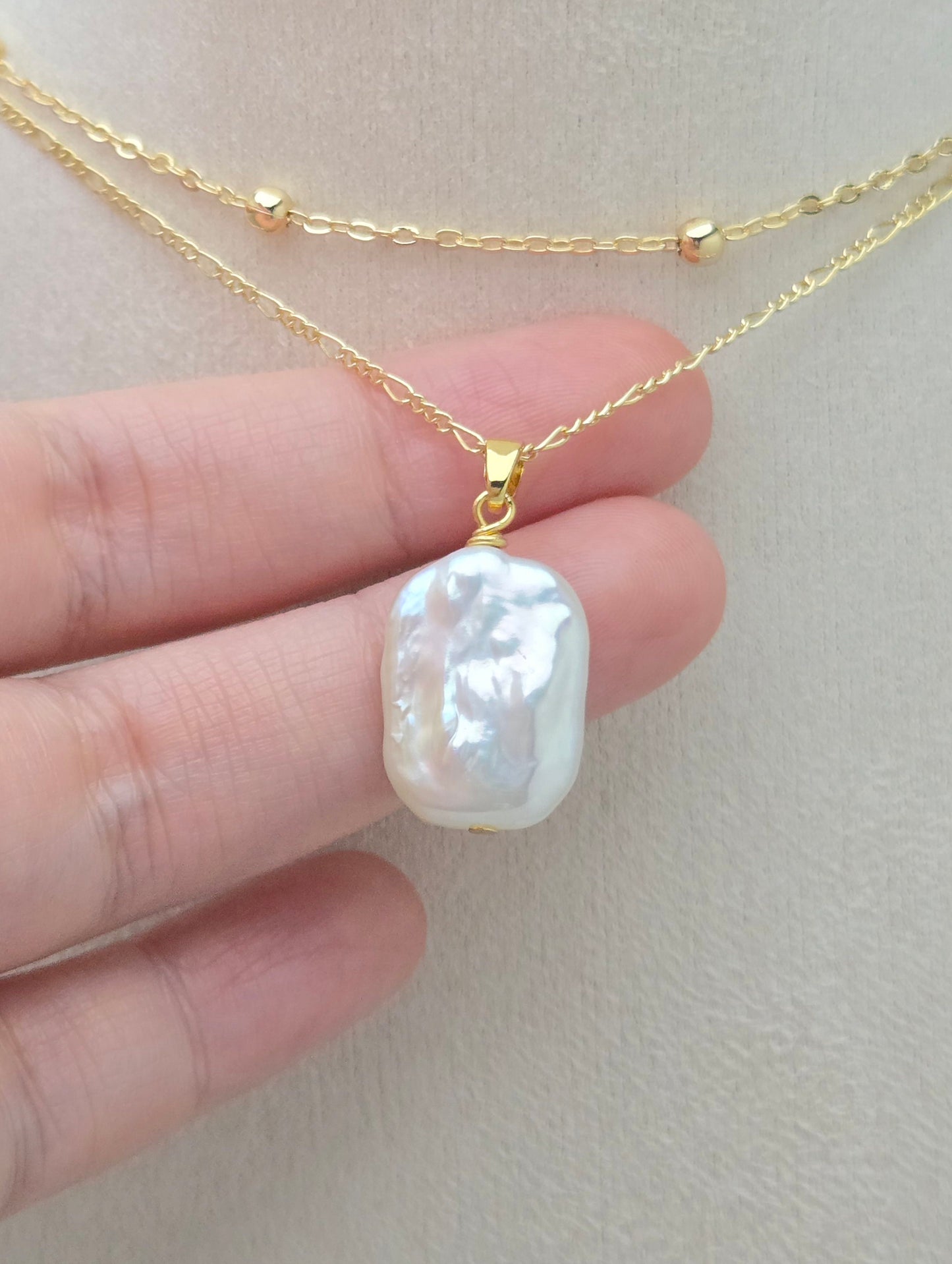 Horoscope Charm Necklace with Radiant Rectangle Pearl