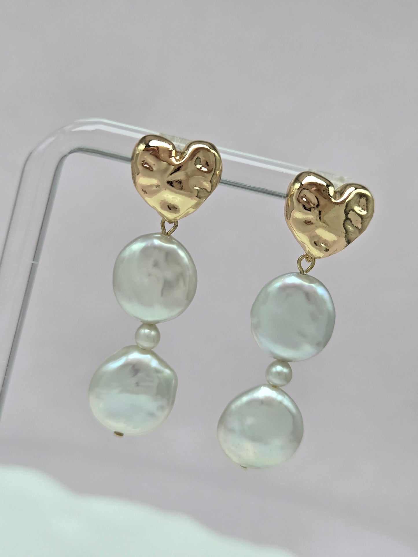 Lunar Heart Pearl Earrings