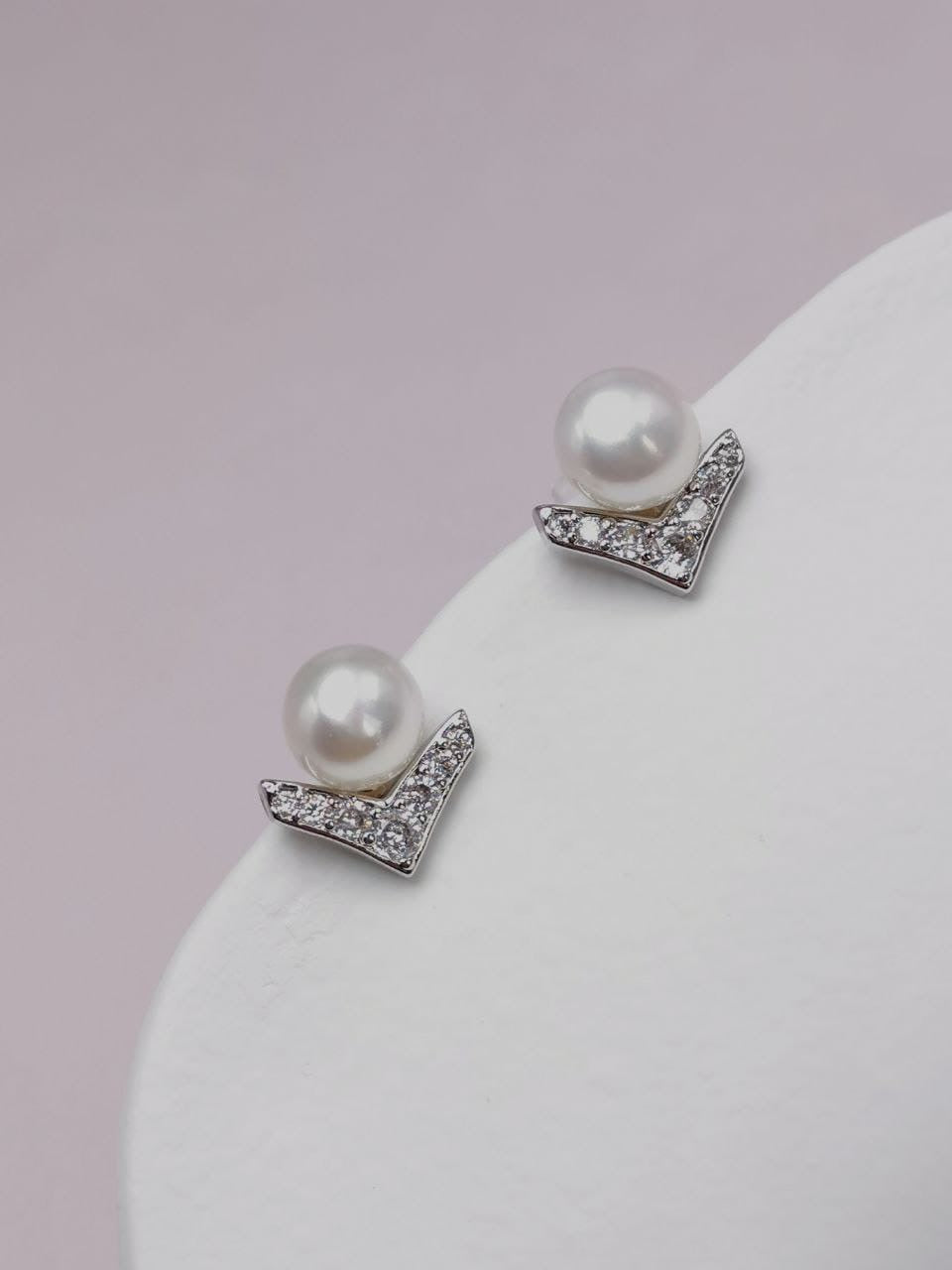Silver Arrow Pearl Studs