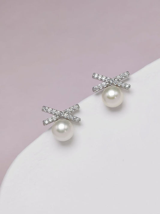 Saltire Pearl Drop Studs