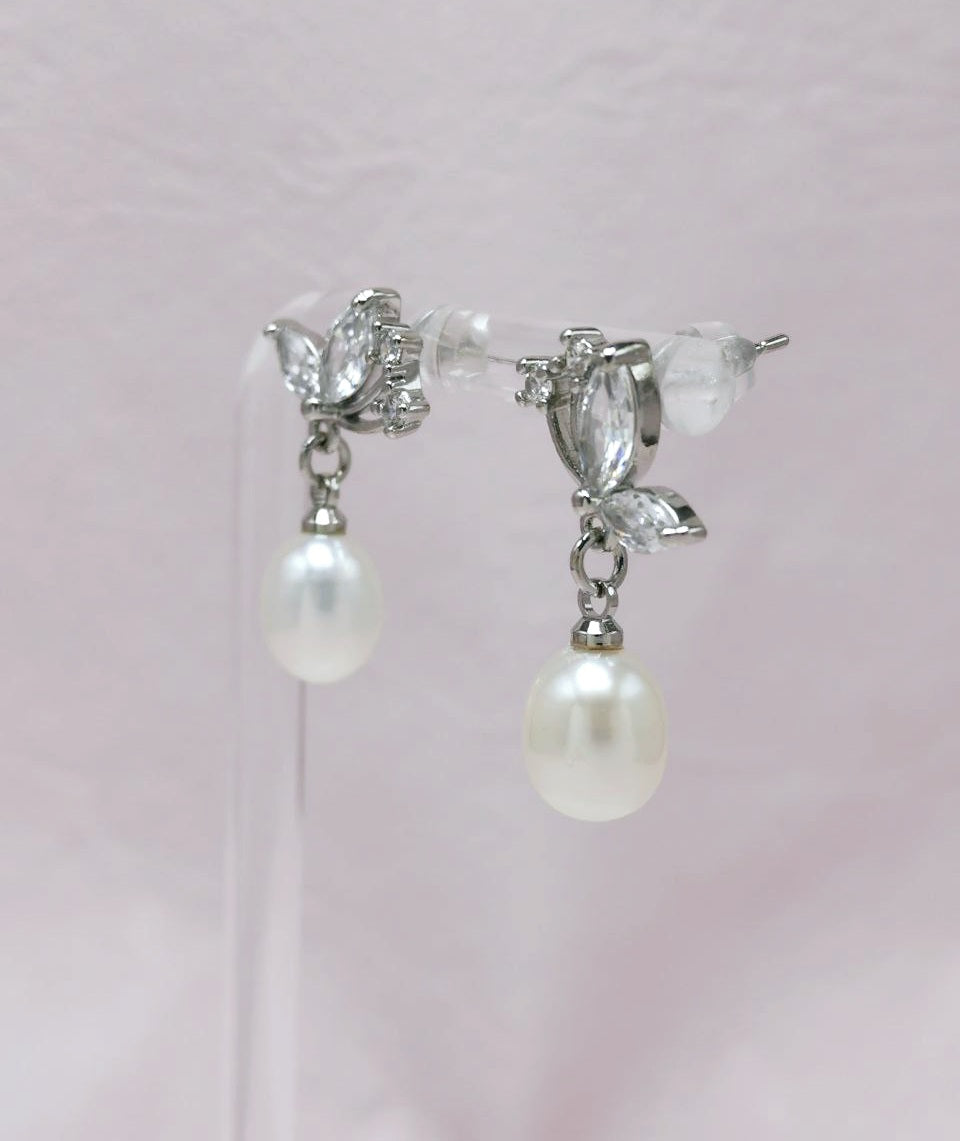 Crystal Butterfly Pearl Drop